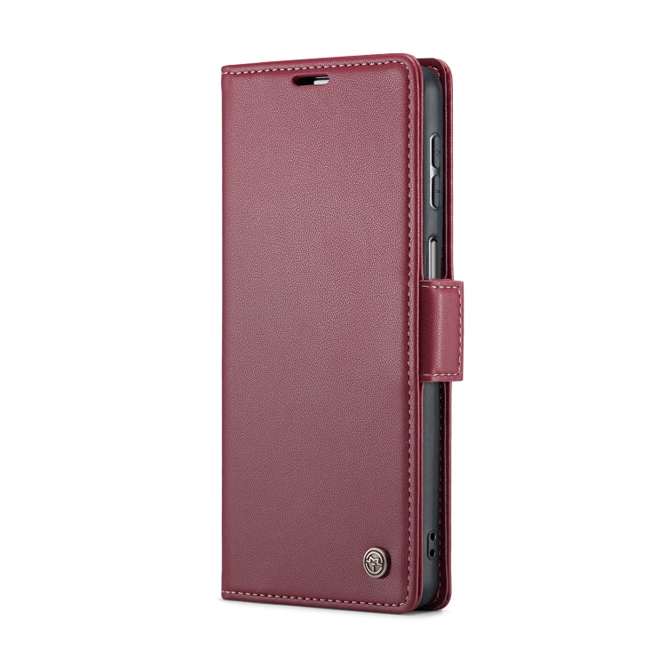 For Samsung Galaxy A24 4G CaseMe 023 Butterfly Buckle Litchi Texture RFID Anti-theft Leather Phone Case(Wine Red) by CaseMe