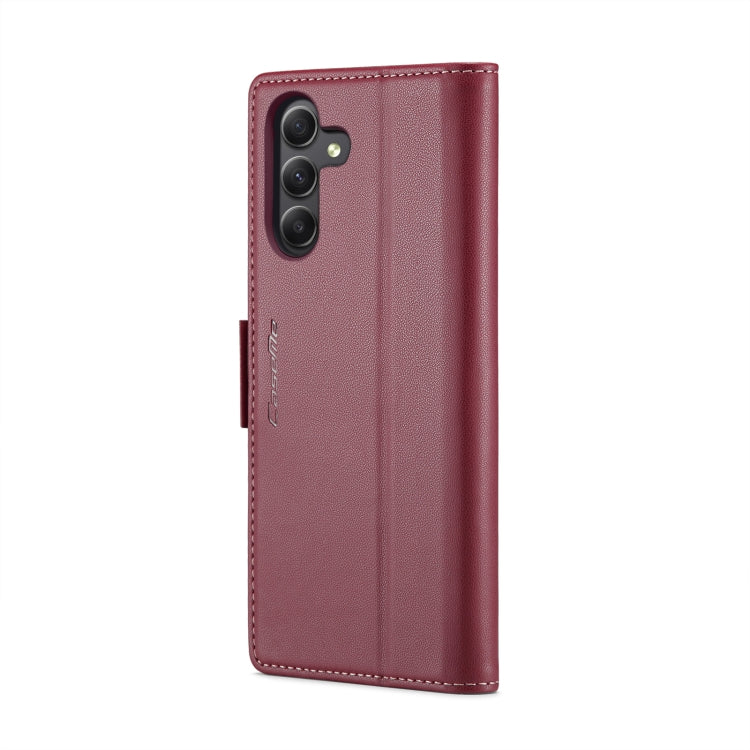 For Samsung Galaxy A24 4G CaseMe 023 Butterfly Buckle Litchi Texture RFID Anti-theft Leather Phone Case(Wine Red) by CaseMe