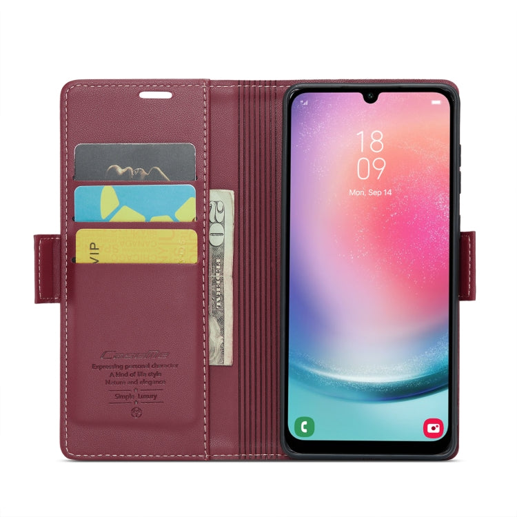 For Samsung Galaxy A24 4G CaseMe 023 Butterfly Buckle Litchi Texture RFID Anti-theft Leather Phone Case(Wine Red) by CaseMe