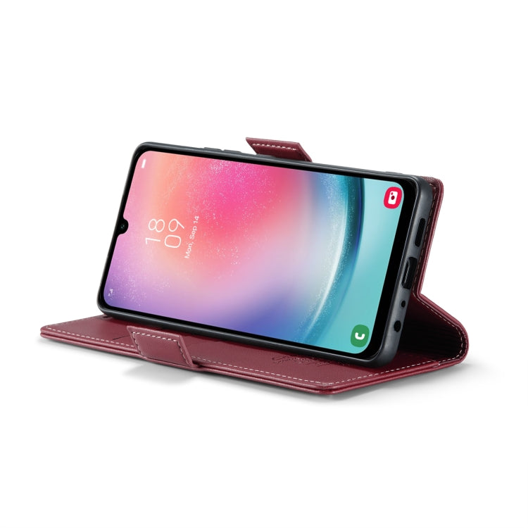 For Samsung Galaxy A24 4G CaseMe 023 Butterfly Buckle Litchi Texture RFID Anti-theft Leather Phone Case(Wine Red) by CaseMe