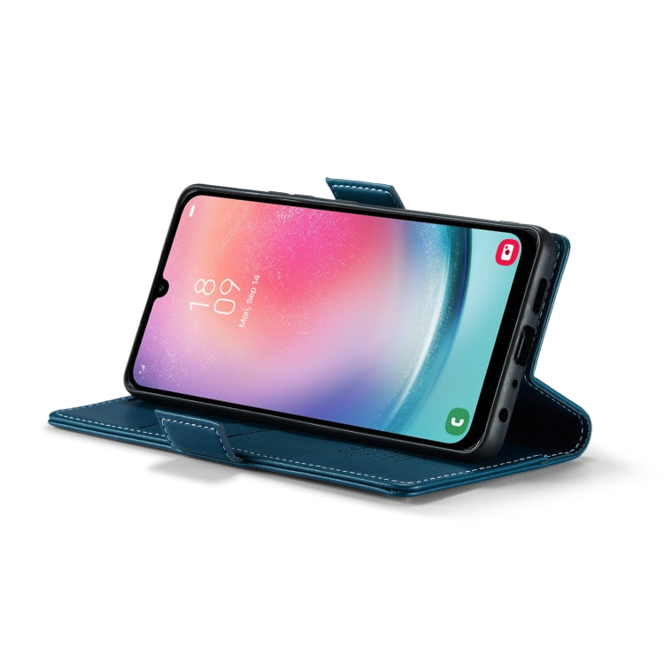 For Samsung Galaxy A24 4G CaseMe 023 Butterfly Buckle Litchi Texture RFID Anti-theft Leather Phone Case(Blue) by CaseMe