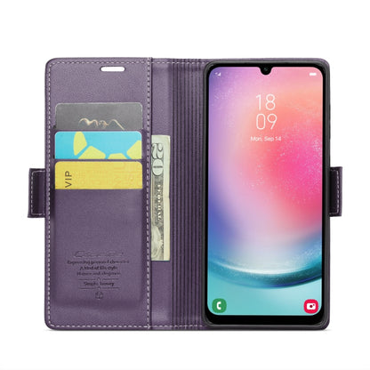 For Samsung Galaxy A24 4G CaseMe 023 Butterfly Buckle Litchi Texture RFID Anti-theft Leather Phone Case(Pearly Purple) by CaseMe
