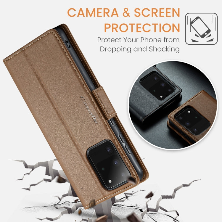 For Samsung Galaxy S20 Ultra CaseMe 023 Butterfly Buckle Litchi Texture RFID Anti-theft Leather Phone Case(Brown) - Galaxy Phone Cases by CaseMe | Online Shopping UK | buy2fix