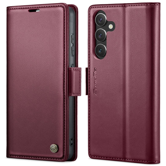 For Samsung Galaxy S24 CaseMe 023 Butterfly Buckle Litchi Texture RFID Anti-theft Leather Phone Case(Wine Red)