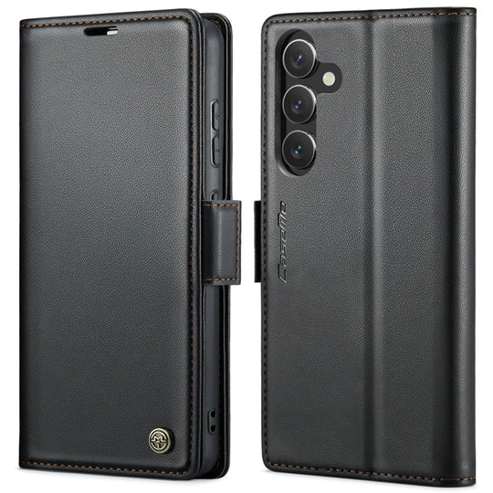 For Samsung Galaxy S24+ CaseMe 023 Butterfly Buckle Litchi Texture RFID Anti-theft Leather Phone Case(Black)