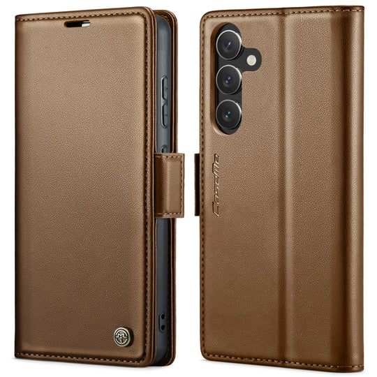 For Samsung Galaxy S24+ CaseMe 023 Butterfly Buckle Litchi Texture RFID Anti-theft Leather Phone Case(Brown)