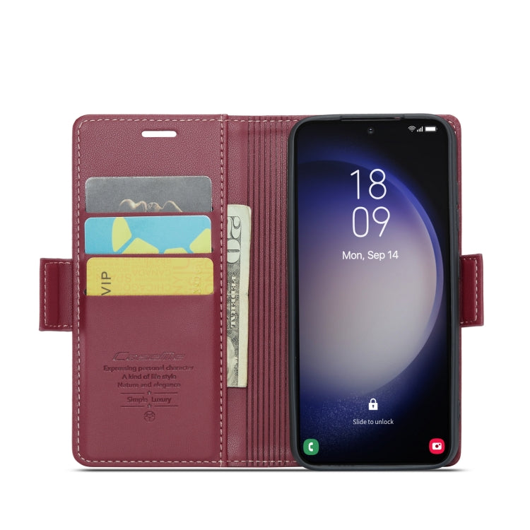 For Samsung Galaxy S24+ CaseMe 023 Butterfly Buckle Litchi Texture RFID Anti-theft Leather Phone Case(Wine Red) - Galaxy S24+ 5G Cases by CaseMe | Online Shopping UK | buy2fix