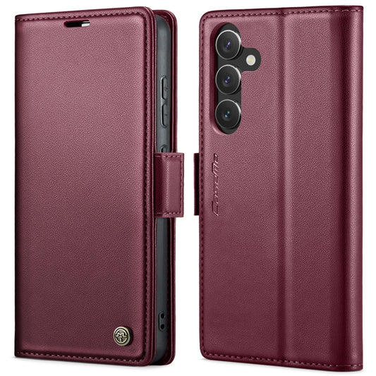 For Samsung Galaxy S24+ CaseMe 023 Butterfly Buckle Litchi Texture RFID Anti-theft Leather Phone Case(Wine Red) - Galaxy S24+ 5G Cases by CaseMe | Online Shopping UK | buy2fix