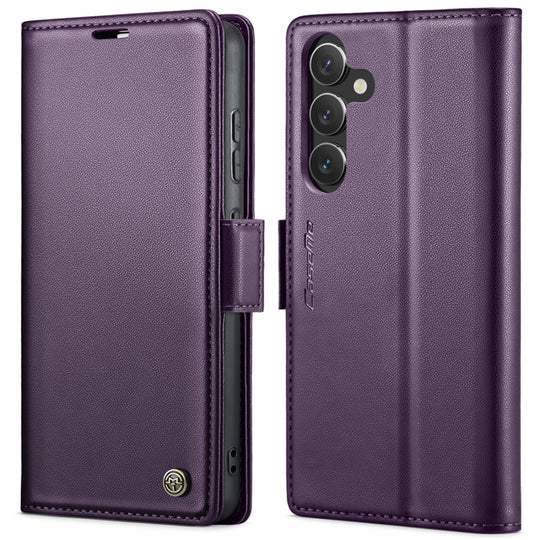 For Samsung Galaxy S24+ CaseMe 023 Butterfly Buckle Litchi Texture RFID Anti-theft Leather Phone Case(Pearly Purple)