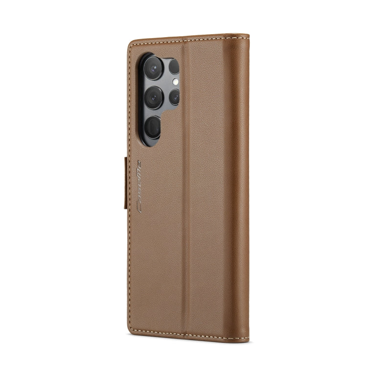 For Samsung Galaxy S24 Ultra CaseMe 023 Butterfly Buckle Litchi Texture RFID Anti-theft Leather Phone Case(Brown) - Galaxy S24 Ultra 5G Cases by CaseMe | Online Shopping UK | buy2fix
