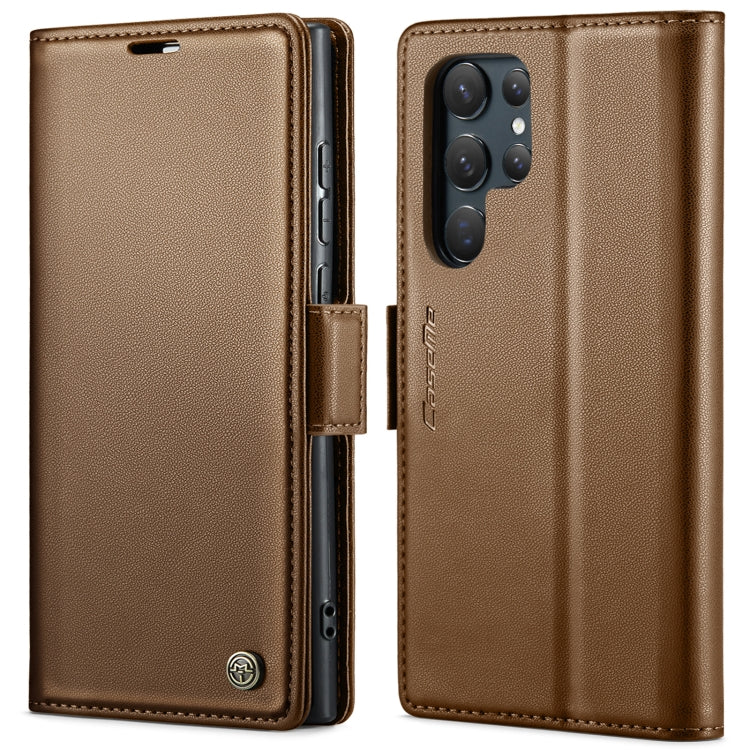 For Samsung Galaxy S24 Ultra CaseMe 023 Butterfly Buckle Litchi Texture RFID Anti-theft Leather Phone Case(Brown) - Galaxy S24 Ultra 5G Cases by CaseMe | Online Shopping UK | buy2fix