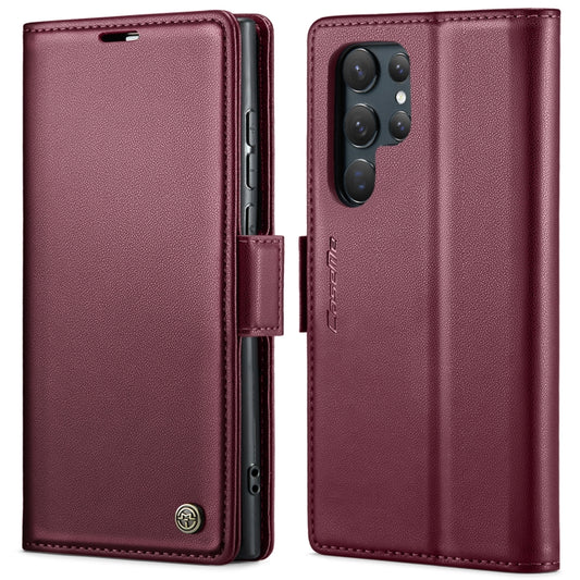 For Samsung Galaxy S24 Ultra CaseMe 023 Butterfly Buckle Litchi Texture RFID Anti-theft Leather Phone Case(Wine Red) - Galaxy S24 Ultra 5G Cases by CaseMe | Online Shopping UK | buy2fix