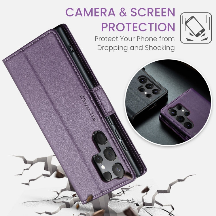 For Samsung Galaxy S24 Ultra CaseMe 023 Butterfly Buckle Litchi Texture RFID Anti-theft Leather Phone Case(Pearly Purple) - Galaxy S24 Ultra 5G Cases by CaseMe | Online Shopping UK | buy2fix