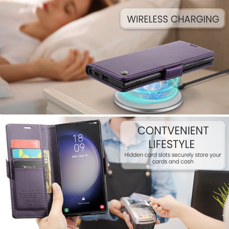 For Samsung Galaxy S24 Ultra CaseMe 023 Butterfly Buckle Litchi Texture RFID Anti-theft Leather Phone Case(Pearly Purple) - Galaxy S24 Ultra 5G Cases by CaseMe | Online Shopping UK | buy2fix