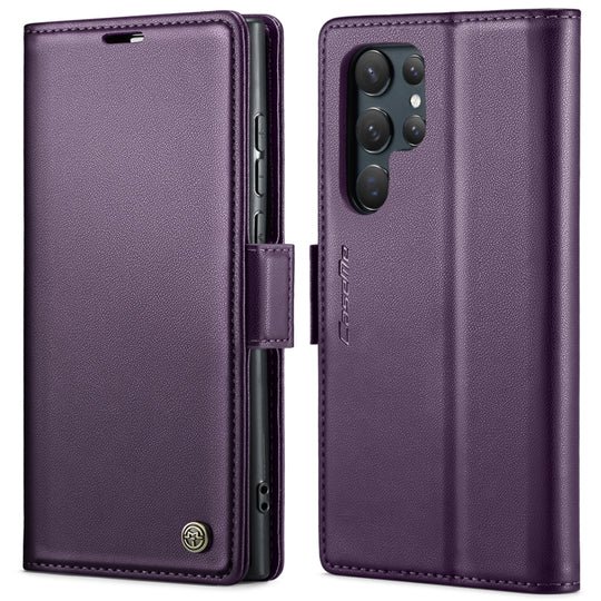 For Samsung Galaxy S24 Ultra CaseMe 023 Butterfly Buckle Litchi Texture RFID Anti-theft Leather Phone Case(Pearly Purple)