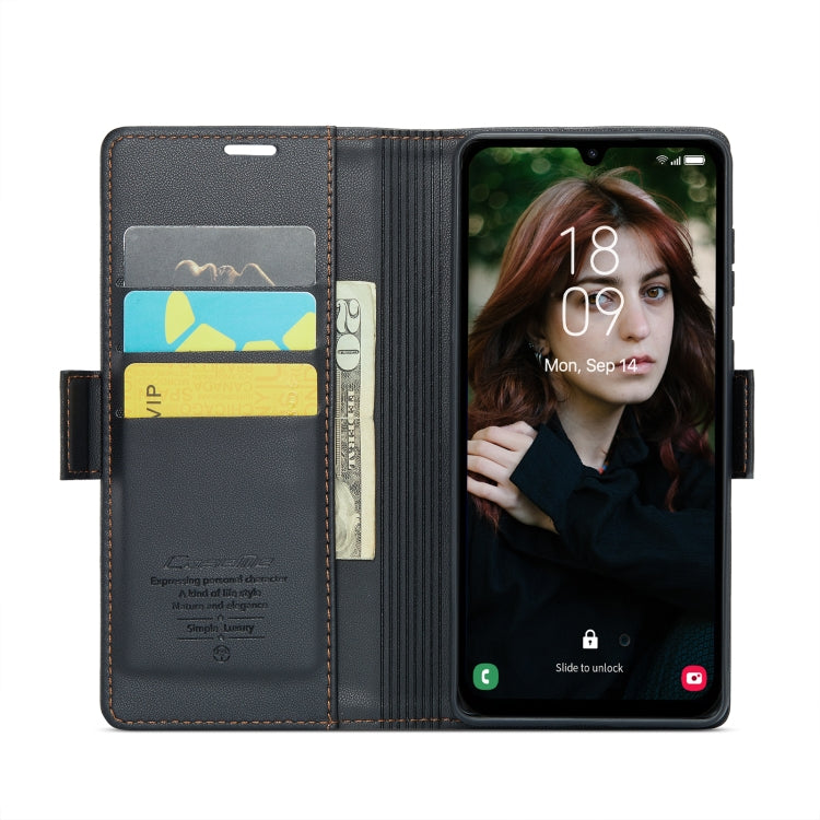 For Samsung Galaxy A15 4G/5G CaseMe 023 Butterfly Buckle Litchi Texture RFID Anti-theft Leather Phone Case(Black) by CaseMe