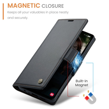 For Samsung Galaxy A15 4G/5G CaseMe 023 Butterfly Buckle Litchi Texture RFID Anti-theft Leather Phone Case(Black) by CaseMe