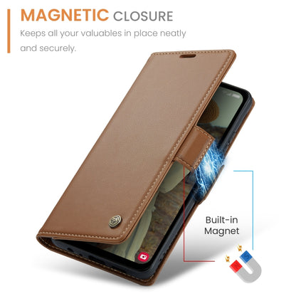 For Samsung Galaxy A15 4G/5G CaseMe 023 Butterfly Buckle Litchi Texture RFID Anti-theft Leather Phone Case(Brown) by CaseMe