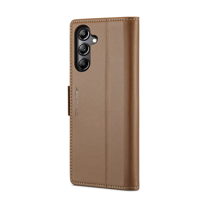 For Samsung Galaxy A05s CaseMe 023 Butterfly Buckle Litchi Texture RFID Anti-theft Leather Phone Case(Brown) by CaseMe