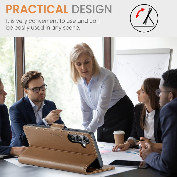 For Samsung Galaxy A05s CaseMe 023 Butterfly Buckle Litchi Texture RFID Anti-theft Leather Phone Case(Brown) by CaseMe