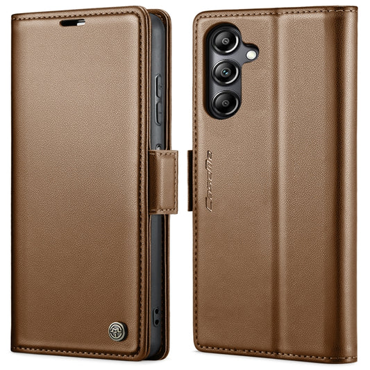 For Samsung Galaxy A05s CaseMe 023 Butterfly Buckle Litchi Texture RFID Anti-theft Leather Phone Case(Brown) by CaseMe