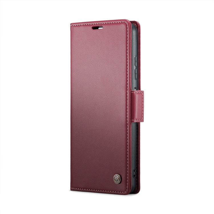 For Samsung Galaxy A05s CaseMe 023 Butterfly Buckle Litchi Texture RFID Anti-theft Leather Phone Case(Wine Red) by CaseMe