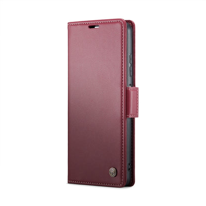 For Samsung Galaxy A05s CaseMe 023 Butterfly Buckle Litchi Texture RFID Anti-theft Leather Phone Case(Wine Red) by CaseMe