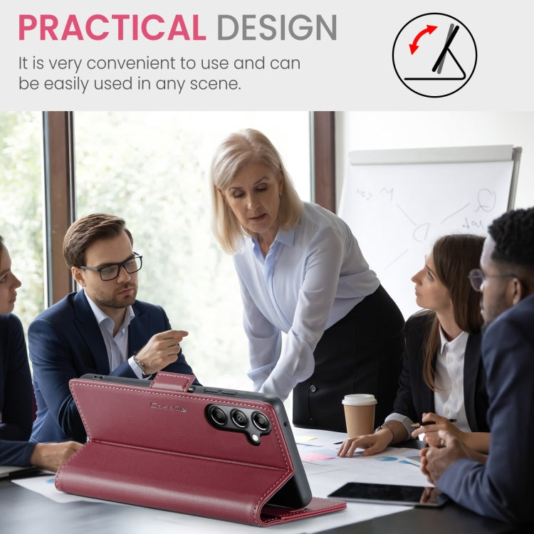 For Samsung Galaxy A05s CaseMe 023 Butterfly Buckle Litchi Texture RFID Anti-theft Leather Phone Case(Wine Red) by CaseMe