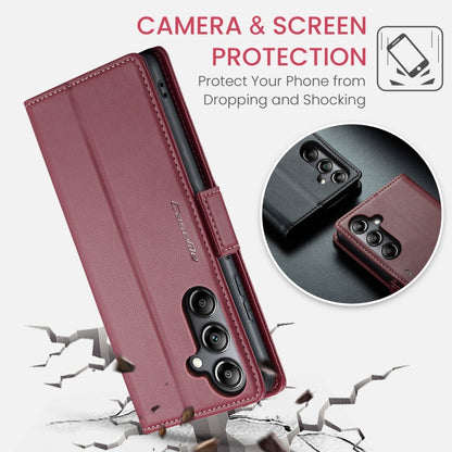 For Samsung Galaxy A05s CaseMe 023 Butterfly Buckle Litchi Texture RFID Anti-theft Leather Phone Case(Wine Red) by CaseMe