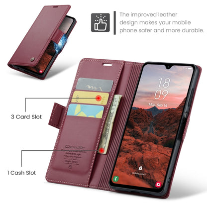 For Samsung Galaxy A05s CaseMe 023 Butterfly Buckle Litchi Texture RFID Anti-theft Leather Phone Case(Wine Red) by CaseMe