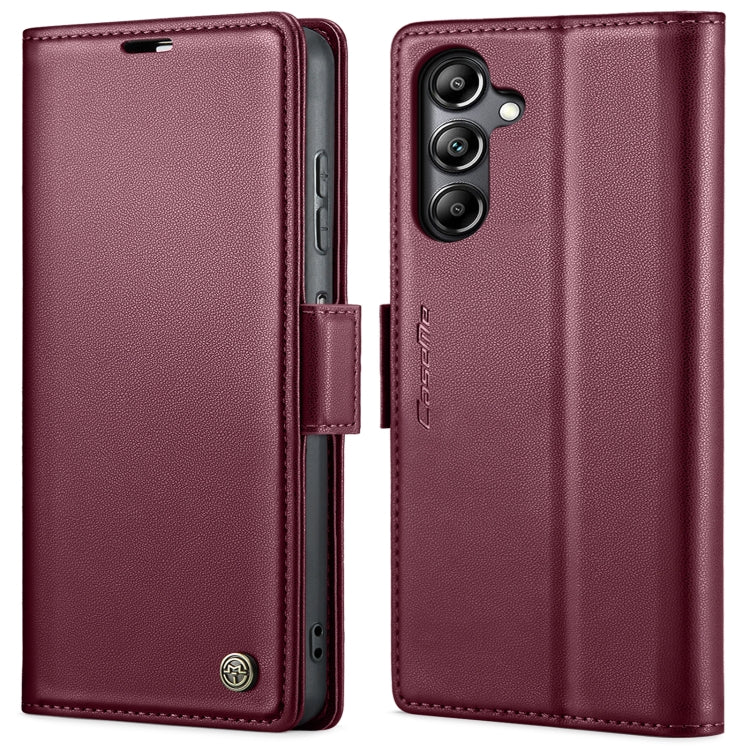 For Samsung Galaxy A05s CaseMe 023 Butterfly Buckle Litchi Texture RFID Anti-theft Leather Phone Case(Wine Red) by CaseMe