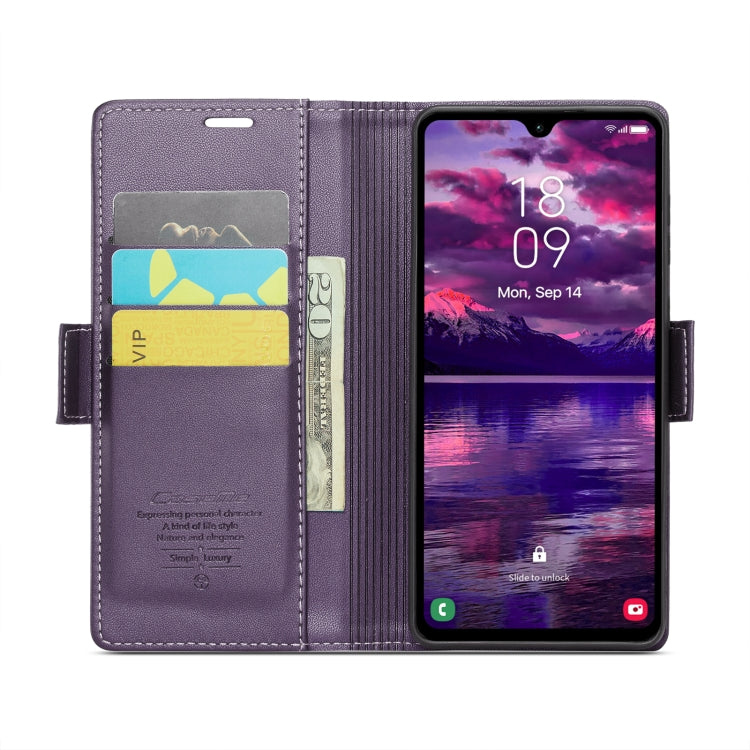 For Samsung Galaxy A05s CaseMe 023 Butterfly Buckle Litchi Texture RFID Anti-theft Leather Phone Case(Pearly Purple) by CaseMe