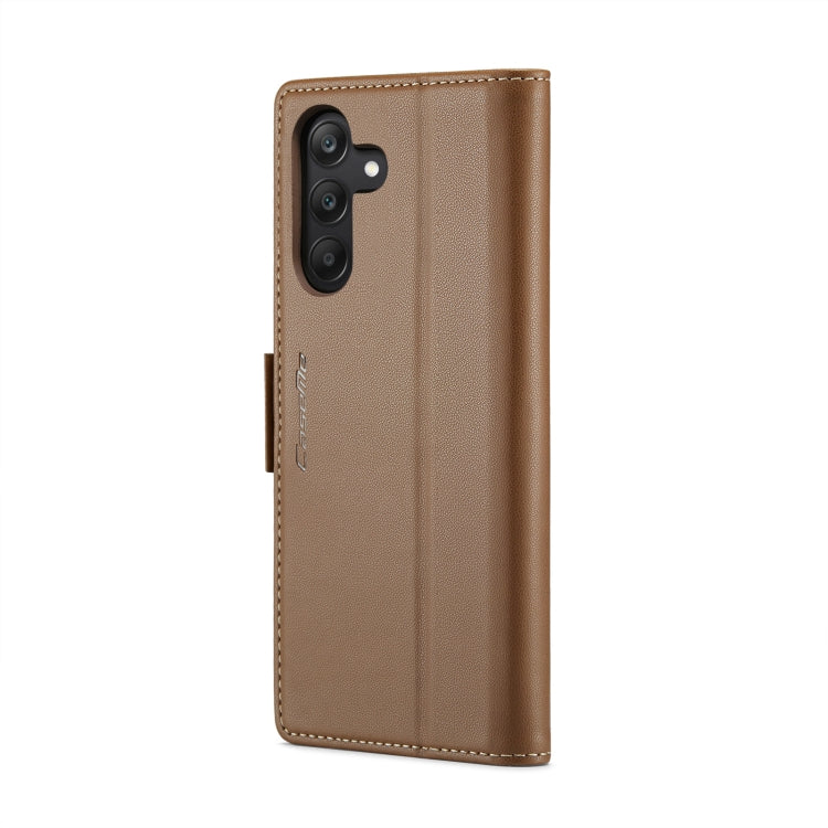 For Samsung Galaxy A25 5G CaseMe 023 Butterfly Buckle Litchi Texture RFID Anti-theft Leather Phone Case(Brown) by CaseMe
