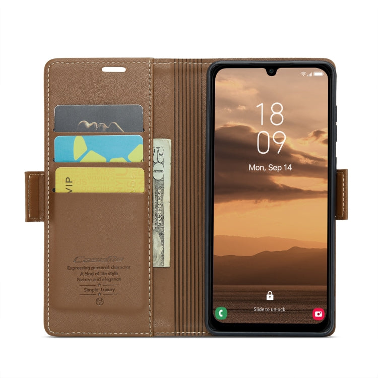 For Samsung Galaxy A25 5G CaseMe 023 Butterfly Buckle Litchi Texture RFID Anti-theft Leather Phone Case(Brown) by CaseMe