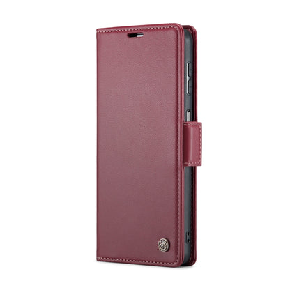 For Samsung Galaxy A25 5G CaseMe 023 Butterfly Buckle Litchi Texture RFID Anti-theft Leather Phone Case(Wine Red) by CaseMe