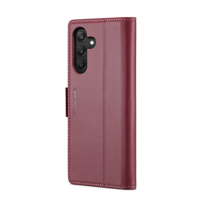 For Samsung Galaxy A25 5G CaseMe 023 Butterfly Buckle Litchi Texture RFID Anti-theft Leather Phone Case(Wine Red) by CaseMe