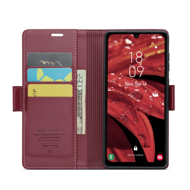For Samsung Galaxy A25 5G CaseMe 023 Butterfly Buckle Litchi Texture RFID Anti-theft Leather Phone Case(Wine Red) by CaseMe