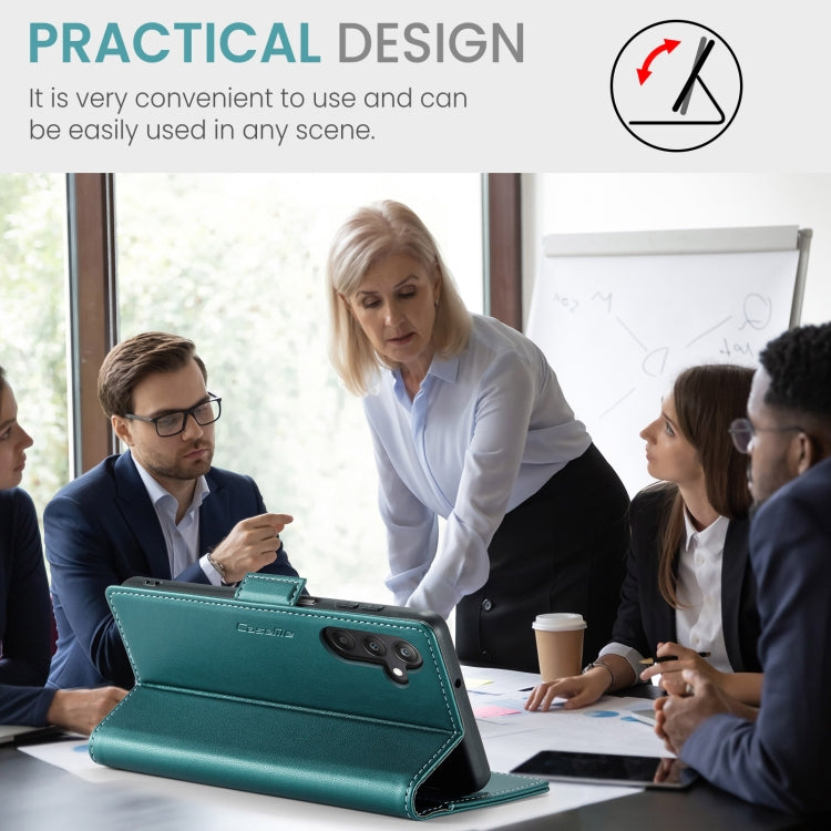 For Samsung Galaxy A25 5G CaseMe 023 Butterfly Buckle Litchi Texture RFID Anti-theft Leather Phone Case(Pearly Blue) by CaseMe