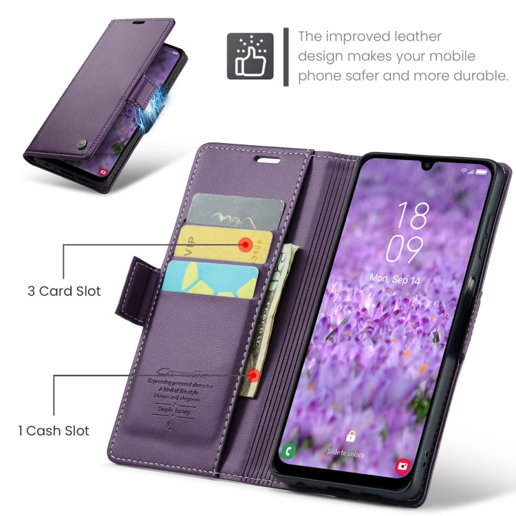 For Samsung Galaxy A25 5G CaseMe 023 Butterfly Buckle Litchi Texture RFID Anti-theft Leather Phone Case(Pearly Purple) by CaseMe