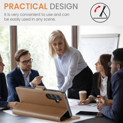 For Samsung Galaxy A35 5G CaseMe 023 Butterfly Buckle Litchi Texture RFID Anti-theft Leather Phone Case(Brown) by CaseMe