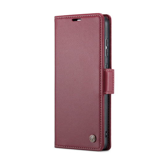 For Samsung Galaxy A35 5G CaseMe 023 Butterfly Buckle Litchi Texture RFID Anti-theft Leather Phone Case(Wine Red) by CaseMe