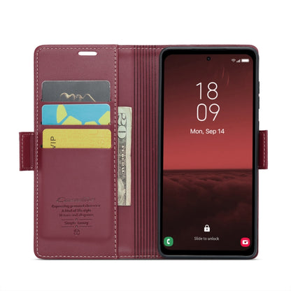 For Samsung Galaxy A35 5G CaseMe 023 Butterfly Buckle Litchi Texture RFID Anti-theft Leather Phone Case(Wine Red) by CaseMe
