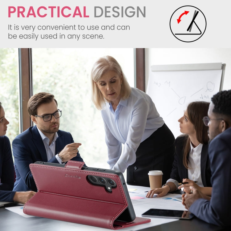 For Samsung Galaxy A35 5G CaseMe 023 Butterfly Buckle Litchi Texture RFID Anti-theft Leather Phone Case(Wine Red) by CaseMe