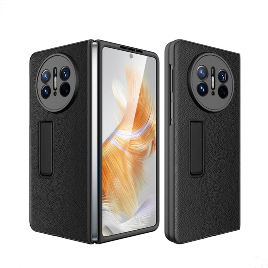 For Huawei Mate X3 Litchi Texture Integrated Shockproof Phone Case with Holder(Black) - Huawei Cases by buy2fix | Online Shopping UK | buy2fix
