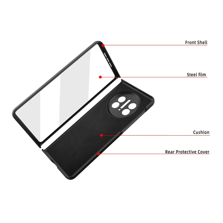 For Huawei Mate X3 Litchi Texture Integrated Shockproof Phone Case with Holder(Purple) - Huawei Cases by buy2fix | Online Shopping UK | buy2fix