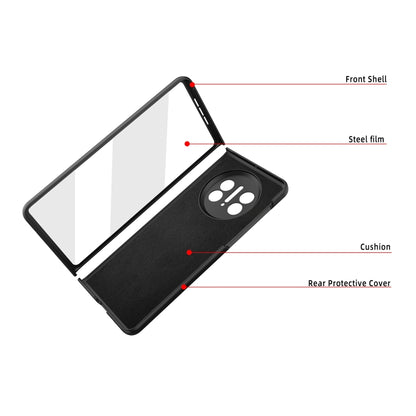 For Huawei Mate X3 Litchi Texture Integrated Shockproof Phone Case with Holder(Purple) - Huawei Cases by buy2fix | Online Shopping UK | buy2fix