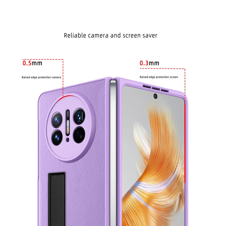 For Huawei Mate X3 Litchi Texture Integrated Shockproof Phone Case with Holder(Pink) - Huawei Cases by buy2fix | Online Shopping UK | buy2fix