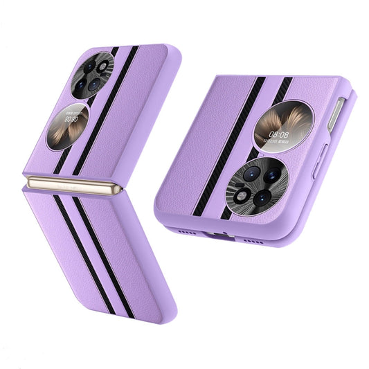 For Huawei P50 Pocket  Litchi Texture PU Shockproof Phone Case(Purple) - Huawei Cases by buy2fix | Online Shopping UK | buy2fix
