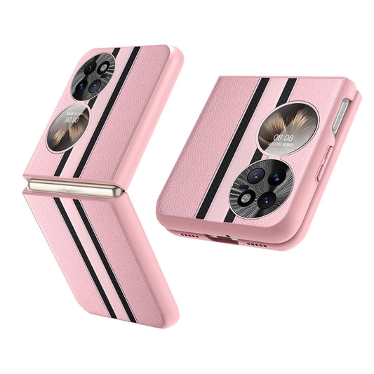 For Huawei P50 Pocket  Litchi Texture PU Shockproof Phone Case(Pink) - Huawei Cases by buy2fix | Online Shopping UK | buy2fix