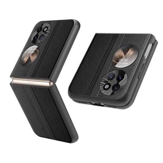 For Huawei P50 Pocket  Litchi Texture PU Shockproof Phone Case(Black) - Huawei Cases by buy2fix | Online Shopping UK | buy2fix